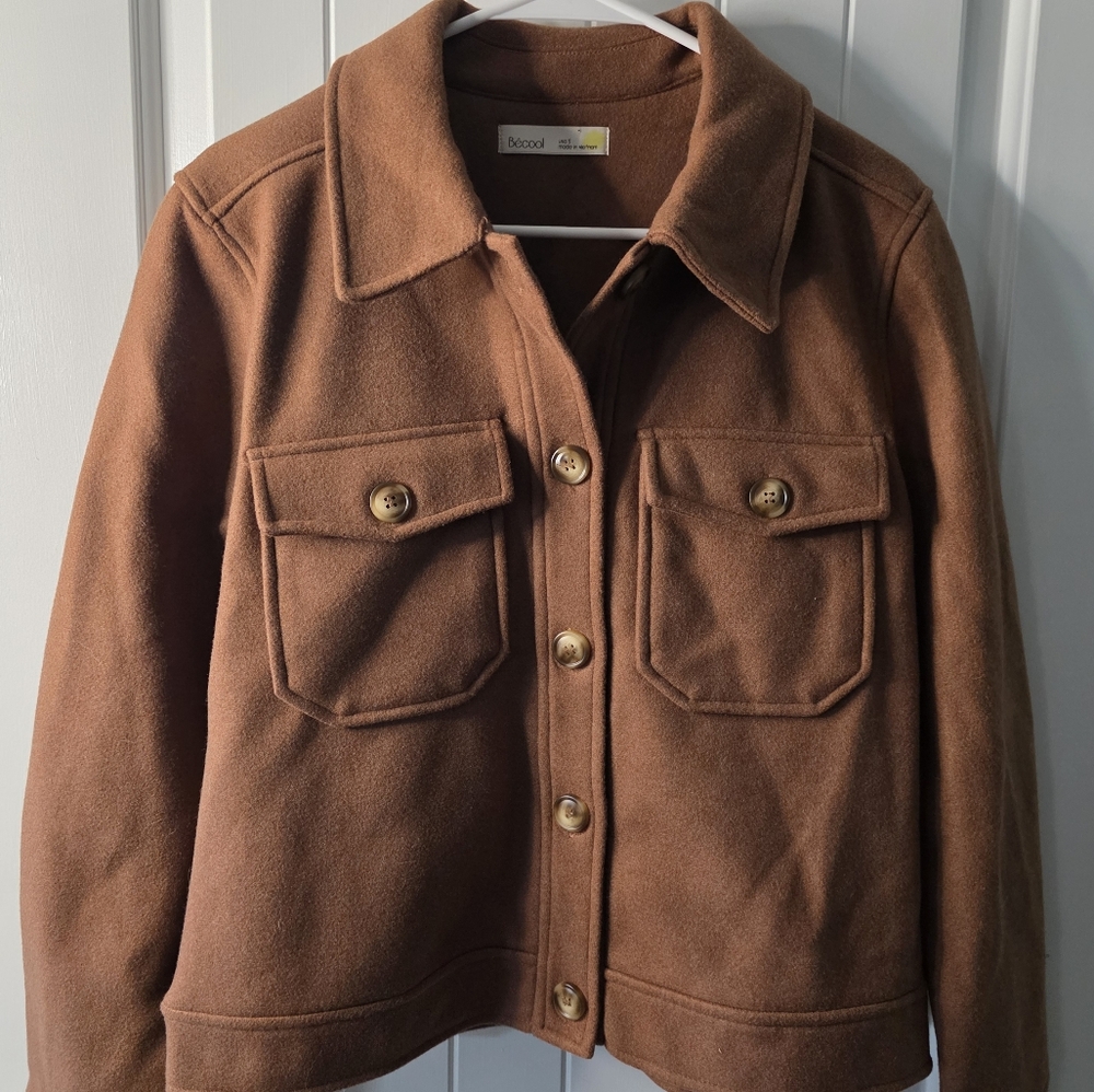 Becool Brown Button Up Jacket Small - image 2